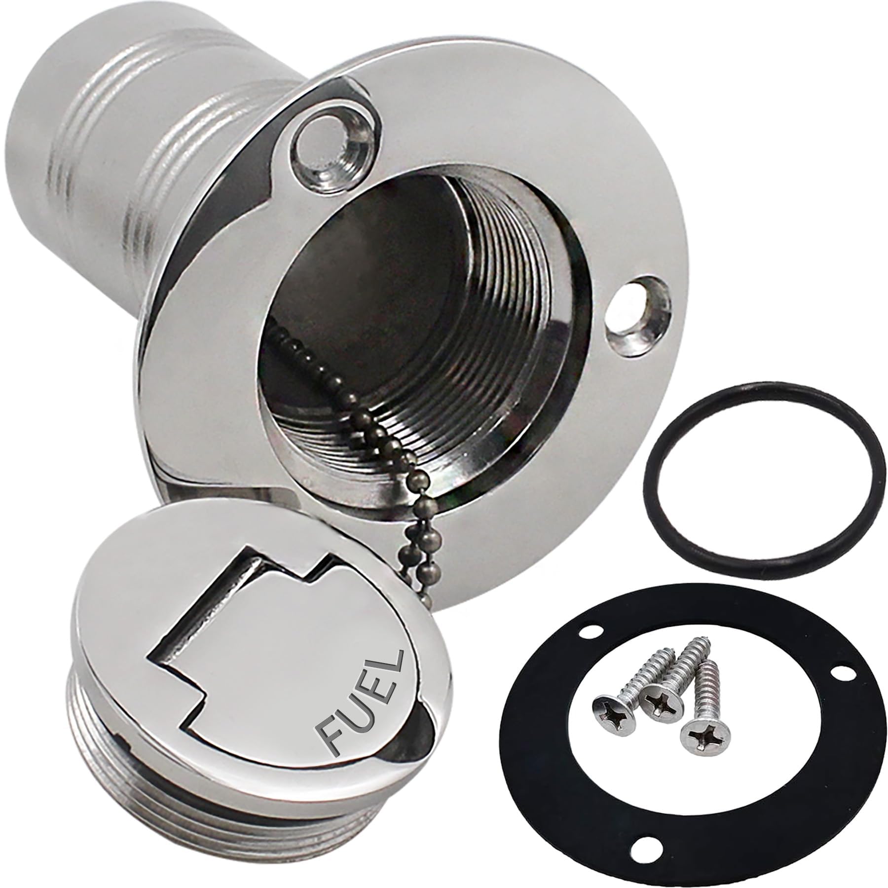 Photo 1 of YANYUCB Boat Deck Fuel Fill/Filler 1-1/2 Inch(38mm),316 Stainless Steel Deck Filler with Keyless Cap,Marine Fuel Tank Filler Neck,Boat Deck Hardware for Boat Yacht