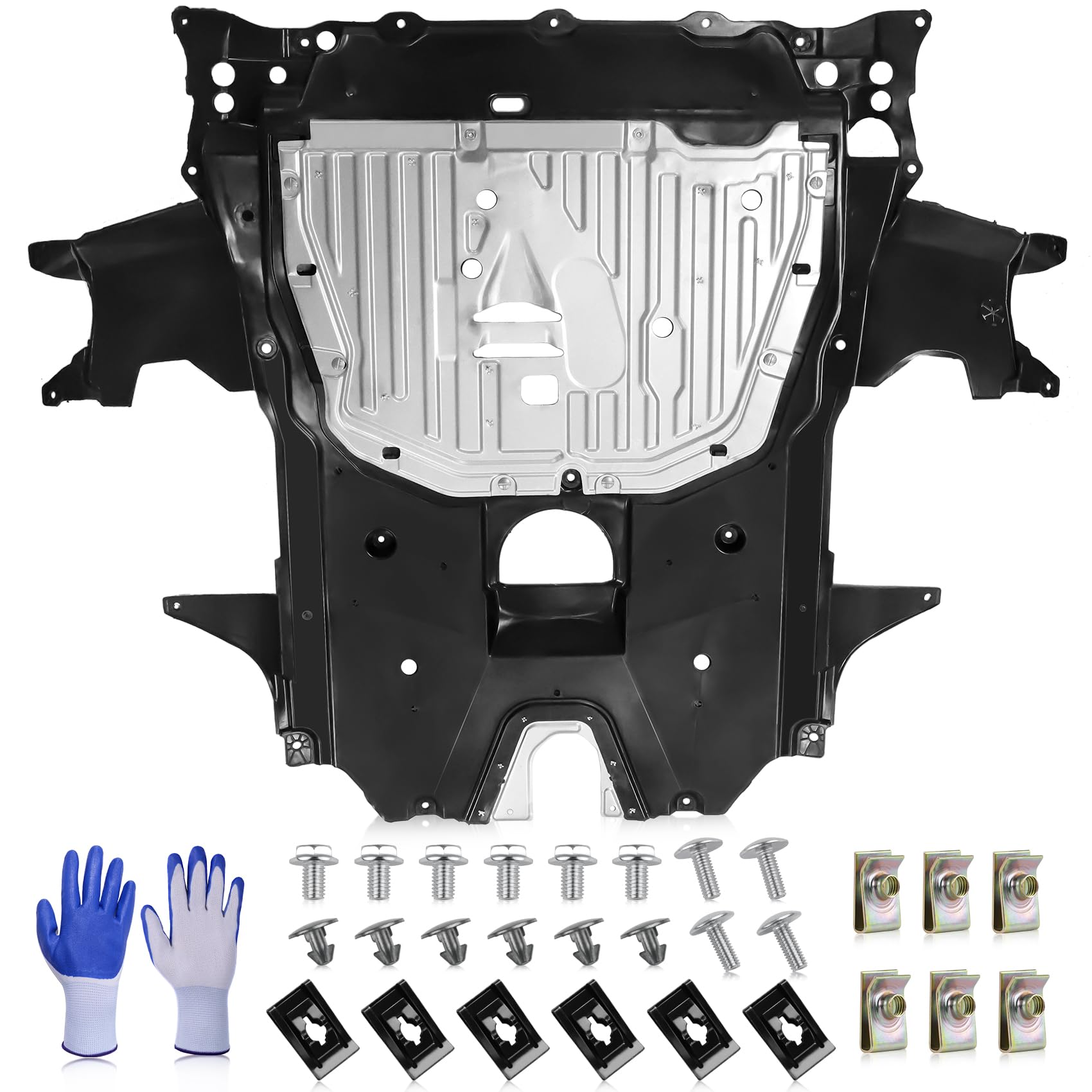 Photo 1 of 74110-TBA-A00 Lower Engine Splash Guard Under Car Shield Cover Board for Honda Civic 2016 2017 2018 2019 2020 2021, 74110TBAA00 Underbody Shield | with 90674-TY2-A01 Pins and 90105-TBA-A00 Bolts