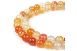 RIVER VALLEY GEMS RVG 12mm Natural Carnelian Beads Round Gemstone Loose Stone Mala 15.5 in Strand for Jewelry Making (Approx 30-32 pcs)