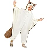 Kids Flying Squirrel Halloween Costume | Plush Sugar Glider Hooded Jumpsuit with Attached Wings for Dress-Up and Playtime