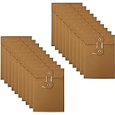Crapyt 20 PCS String Tie Closure Envelope Vintage Kraft Paper 14×10cm/5.51"×3.94"(L×W) Brown Envelopes for Photo Document Accessories Coin Stamp Organizer Vintage