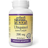 Natural Factors Ubiquinol Active CoQ10 200 mg, 30 Softgels, Supports Cardiovascular Health, Proudly Canadian