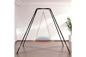 HOTJUMP Swing Stand for Kids, 330LBS Heavy Duty Metal Swings Frame for Backyard Indoor, Anti-Rust and All Weather Resistance, Saucer Swing -NOT Included Black