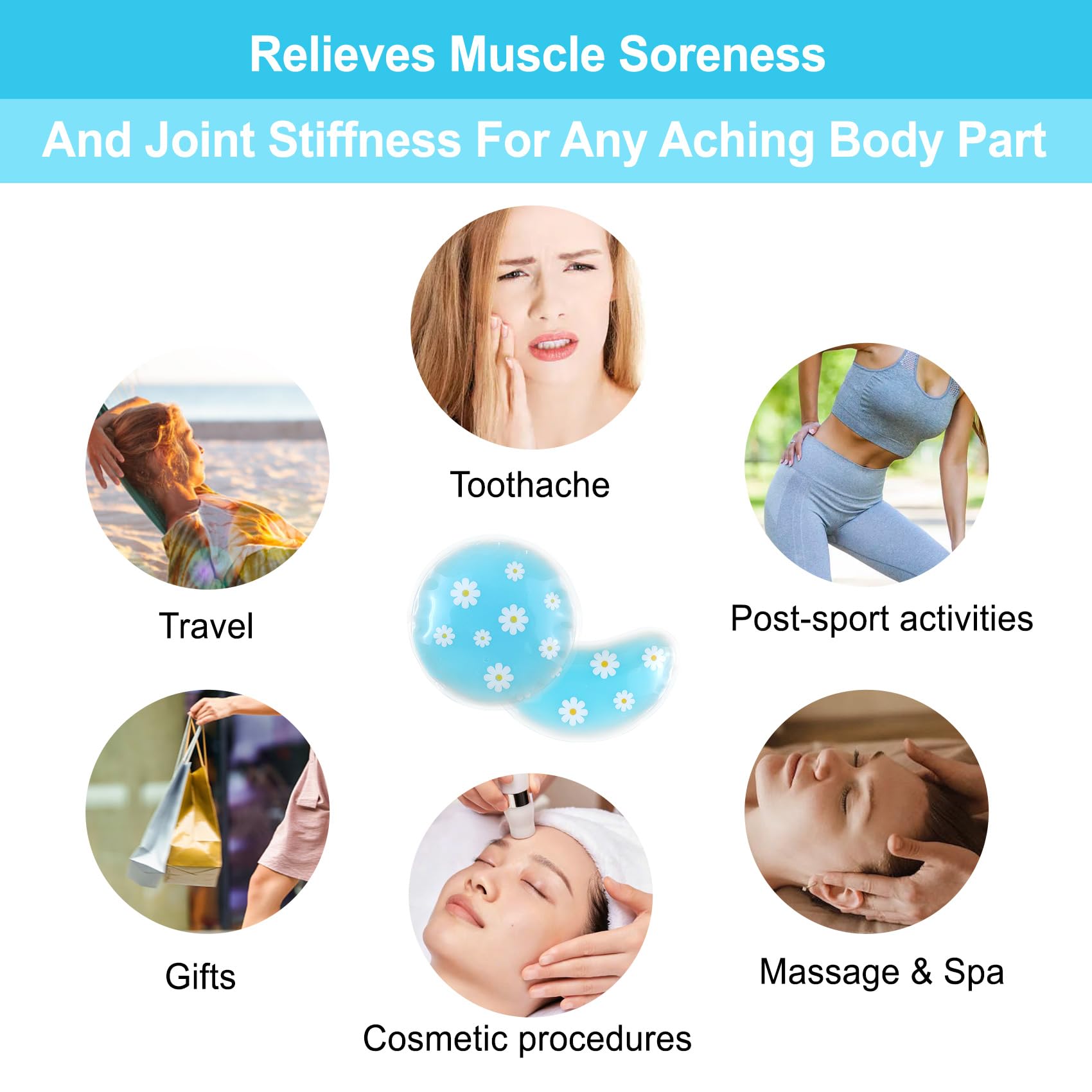 Gel Ice Pack Reusable Cooling Eye Pads and Under Patches,Eye Hot Cold Treatment for Redness,Pain Relief Relax