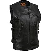 Milwaukee Leather MLL4501 Women's Tactical Swat Style Rider Leather Vest w/Single Panel Back for Club Patches