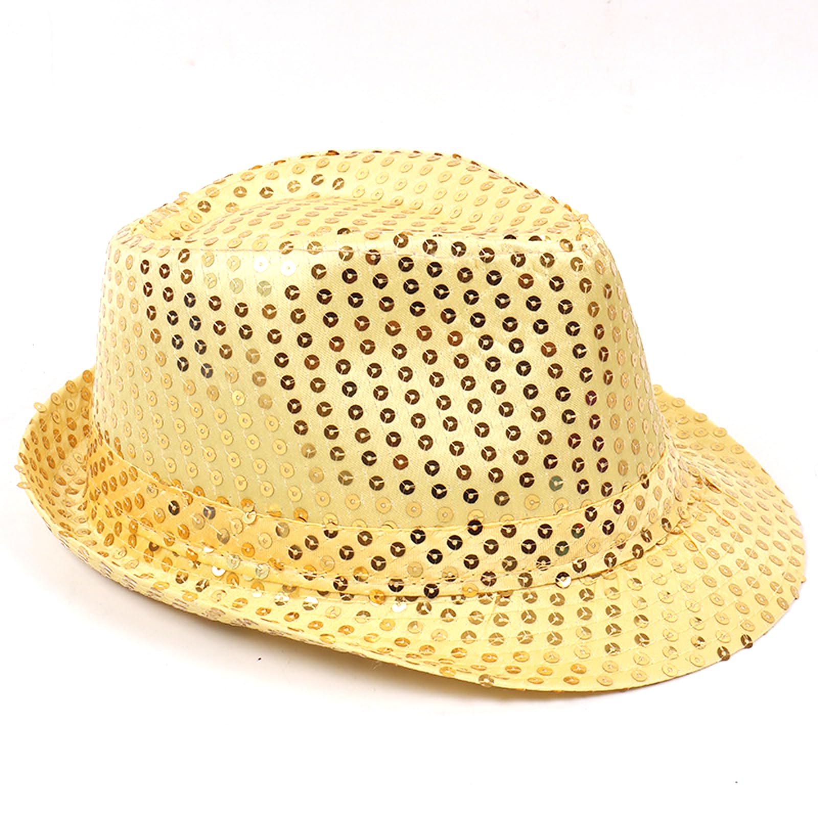 SSKHE Sequin Hat,70'S Disco Hat,Glitter Jazz Caps for Adult,Fancy Dress Sequin Fedora Hat for Party,Hip-Hop Sequin Hat,Shiny Disco Hat for Hen Party Night Jazz Dancers Gangsters Rapper Cowboy (Gold)