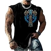 Spatofa Mens Christian Faith Tank Tops Jesus Cross Print Dry Fit Big and Tall Men's Sleeveless Cotton Sport Tops