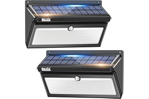 BAXIA TECHNOLOGY Solar Lights Outdoor Waterproof, 100 LED Solar Motion Sensor Lights with Wide Angle Super Bright Security Solar Wall Lights for Garden, Fence, Front Door, Yard, [2 Pack]