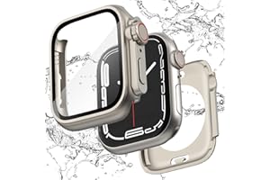 Ultra Look - Fullife 2 in 1 Compatible with Apple Watch Case Series 9 45mm Waterproof Screen Protector,Front & Back Full Protective Bumper Face Cover iWatch Series 9 8 7 for Men Women, (45mm Titanium)