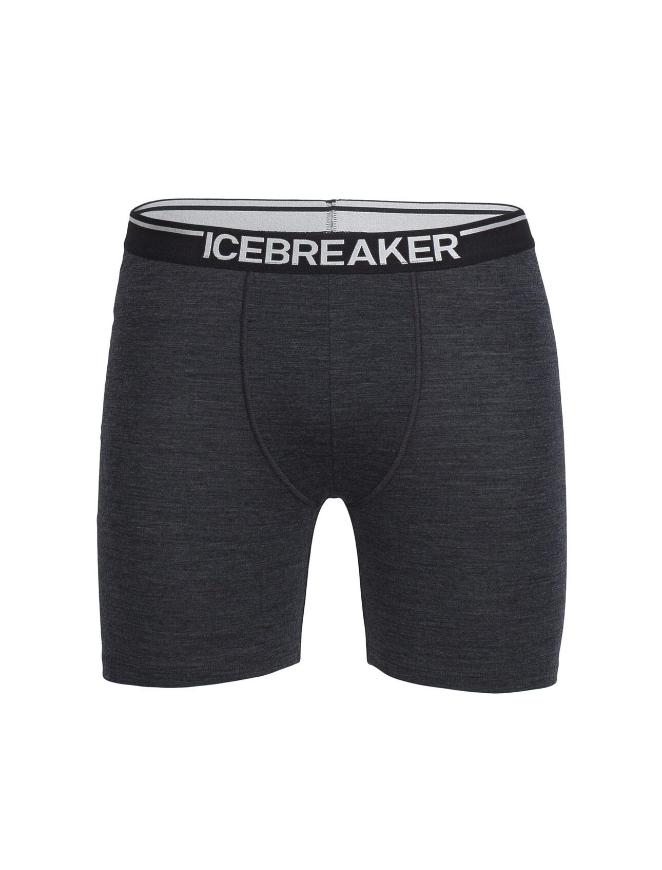 Icebreaker Anatomica Men's Long Boxer Shorts Jet Heather Size S 2019
