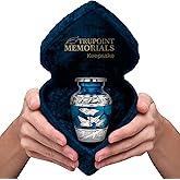 Trupoint Memorials Small Urns for Human Ashes Keepsake, Decorative Mini Cremation Urn for Adult Men and Women, Small Blue Birds with Velvet Heart Box