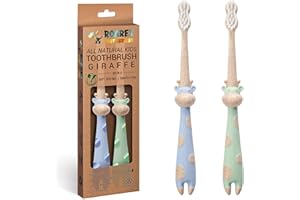 ANPEI ROARex Vegan Eco Friendly All Natural Kids Toothbrush Made from Plants – Sweet Baby Giraffe | 100% Biodegradable and Compostable | 1% for The Planet Product