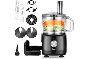 Davivy 7 Cup Food Processor Small, Food Processor with Build-in Storage Drawer, 10 set blades, French fry cutting, Wavy slici