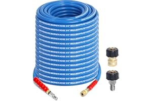 ZEJOOT 3/8" Pressure Washer Hose 100ft - 4800 PSI Kink Resistant Steel Wire Braided Industrial Grade Power Washer Hose for Hot/Cold Water up to 248°F with 2 M22 14mm Quick Connect Ends and Adapters Kits,Blue