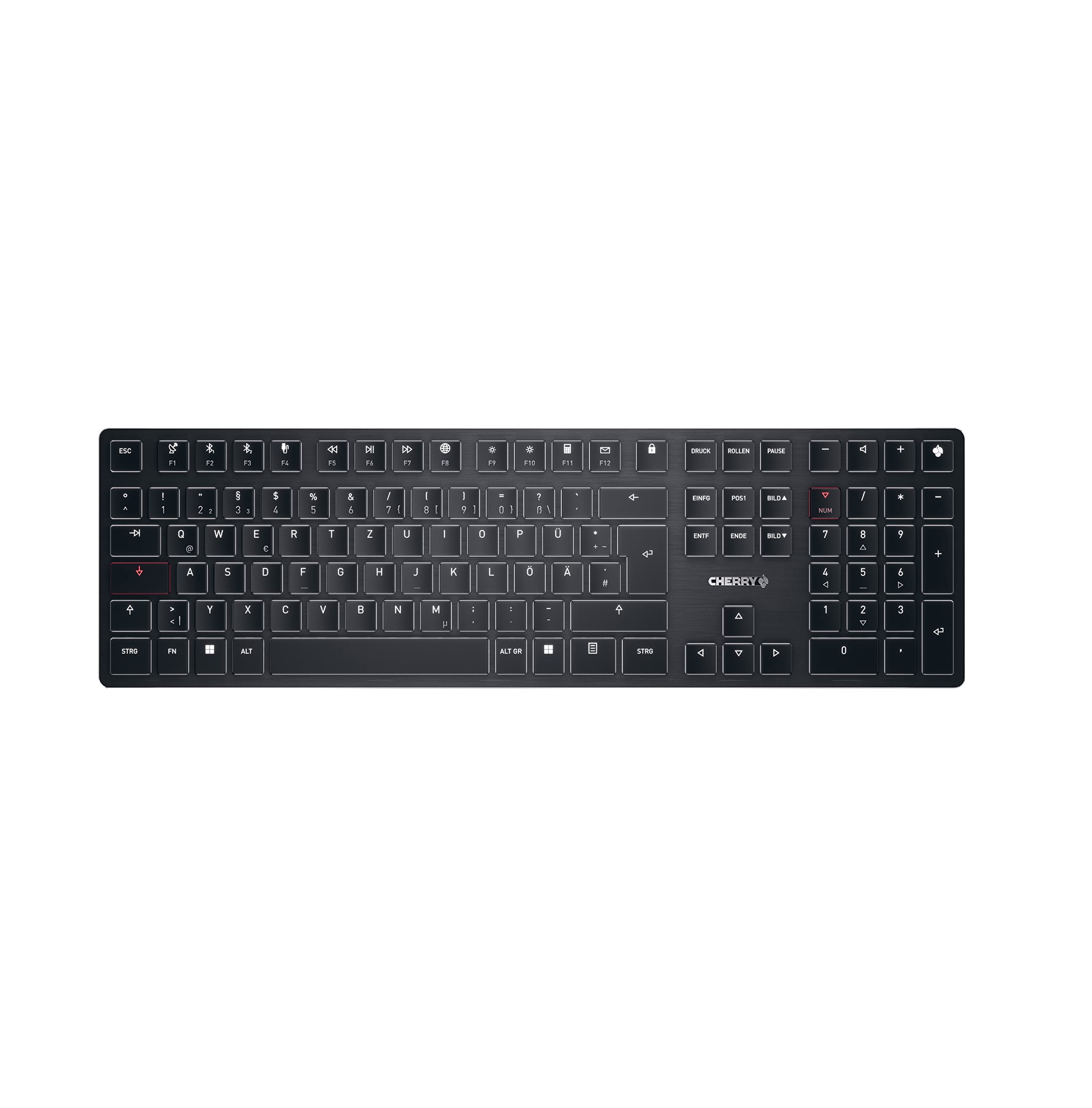CHERRY KW X ULP, Ultra-Flat Mechanical High-End Keyboard, German Layout (QWERTZ), Wireless Multi-Device Keyboard for up to 4 Devices, Rechargeable, Black