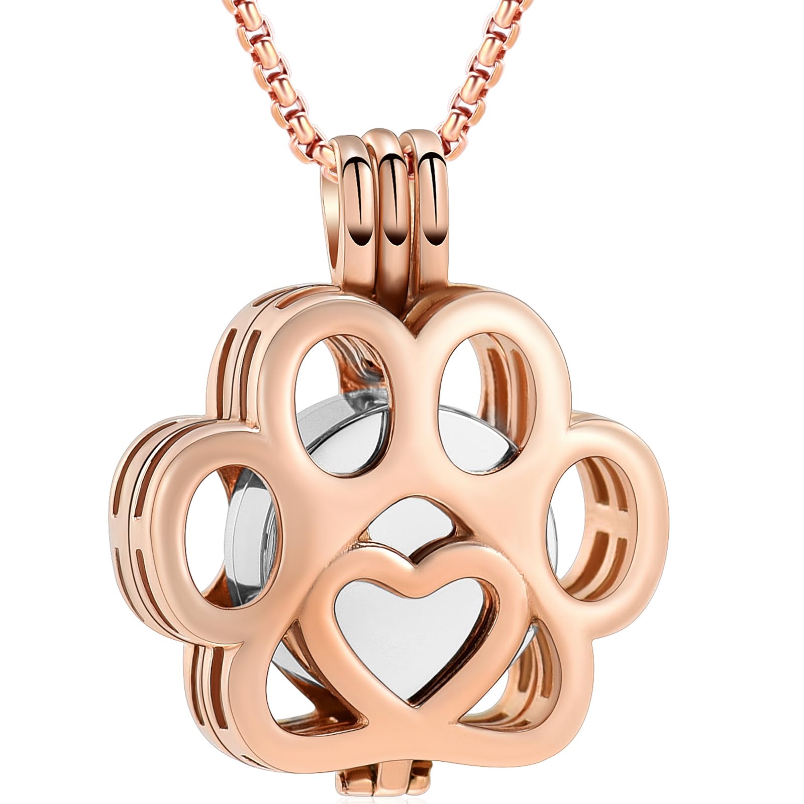 Pet Cremation Jewelry For Ashes For Dog/Cat Paw Stainless Steel Memorial Locket Urn Necklace Inside Mini Case Keepsake Cremation Jewelry Women Men, 0.78 * 0.86, 316L, Crystal