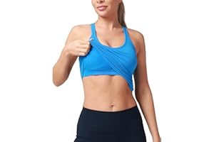 Excwudy Seamless Ribbed Workout Racerback Tank Tops with Built in Shelf Bra for Women
