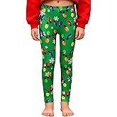 Girls Christmas Leggings Printed Pants Full Ankle Length Medium Thick Tights for Xmas Eve 5-12T