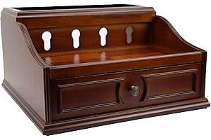 Decorebay Pecan Brown Wooden Valet Box Multi-Device Charging Station Organizer