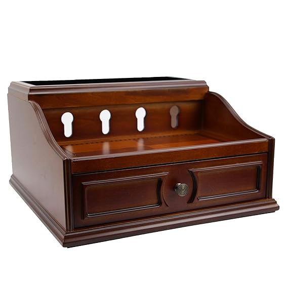 Wooden Multi Device Charging Station And Cord Organizer For