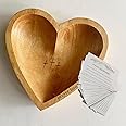 Prayer Bowl with Cards, Heart Prayer Bowl Wooden, Christian Gifts for Women Men, Wood Prayer Dough Bowl, Heart Shaped Decor Bowl, Mothers Day Gifts, Birthday, Retirement, Religious Gift for Mom Dad
