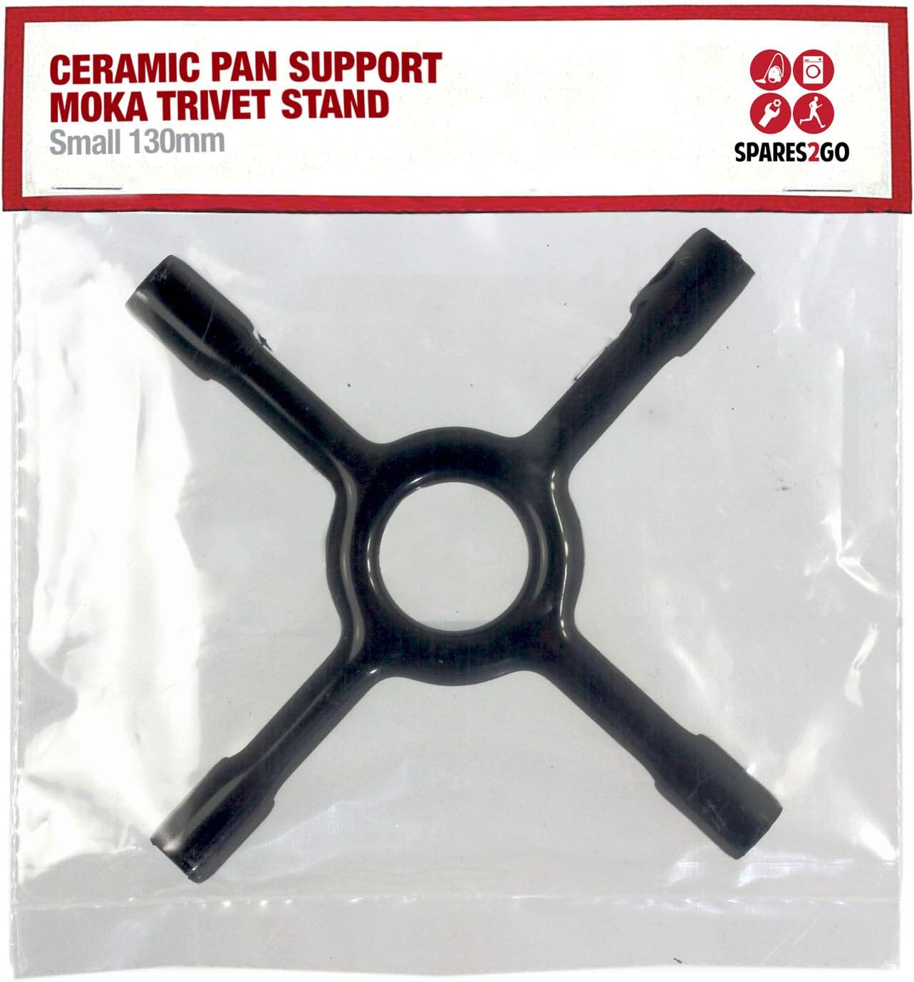 SPARES2GO Universal Gas Hob Ceramic Pan Support Moka Trivet Pot Stand (Small 130mm), Black - Image 5