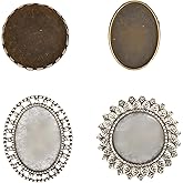 ALL in ONE Brooch Cabochon Set: 20pcs Mixed Style Cabochon Frame Setting Tray Brooch with 20pcs Glass Dome for DIY Jewelry Making Jewelry Making DIY Findings (Antique Bronze & Silver 40pcs)