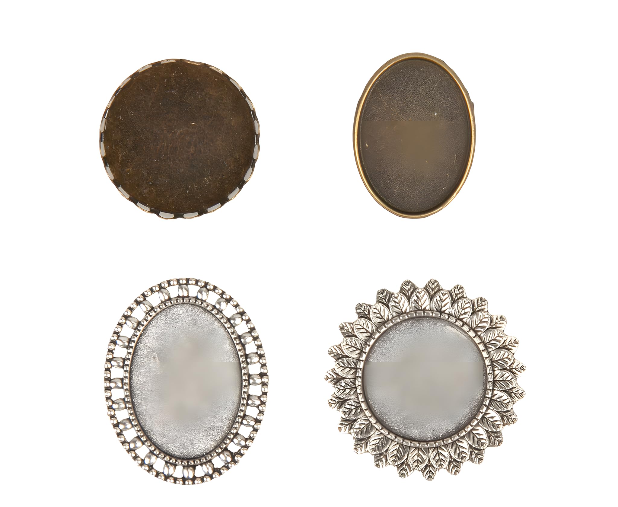 ALL in ONE Brooch Cabochon Set: 20pcs Mixed Style Cabochon Frame Setting Tray Brooch with 20pcs Glass Dome for DIY Jewelry Making Jewelry Making DIY Findings (Antique Bronze & Silver 40pcs)