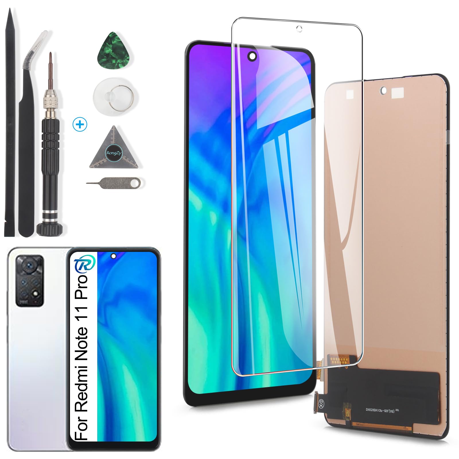 RongZy Screen Replacement for Xiaomi Redmi Note 11 Pro/Redmi Note 11 Pro 5G LCD Display Touch Screen Digitizer Assembly for Redmi Note 11 Pro 2201116TG 21091116I Replacement with Kit