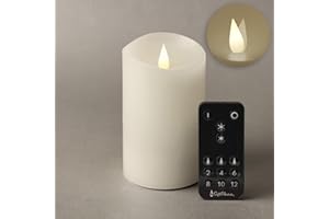 Softflame Flameless LED Candles with Remote Control, 3"x 5.1"Flickering 3D Moving Flame Battery Operated Candles in Real Wax Shell for Indoor Use, Home Decor White