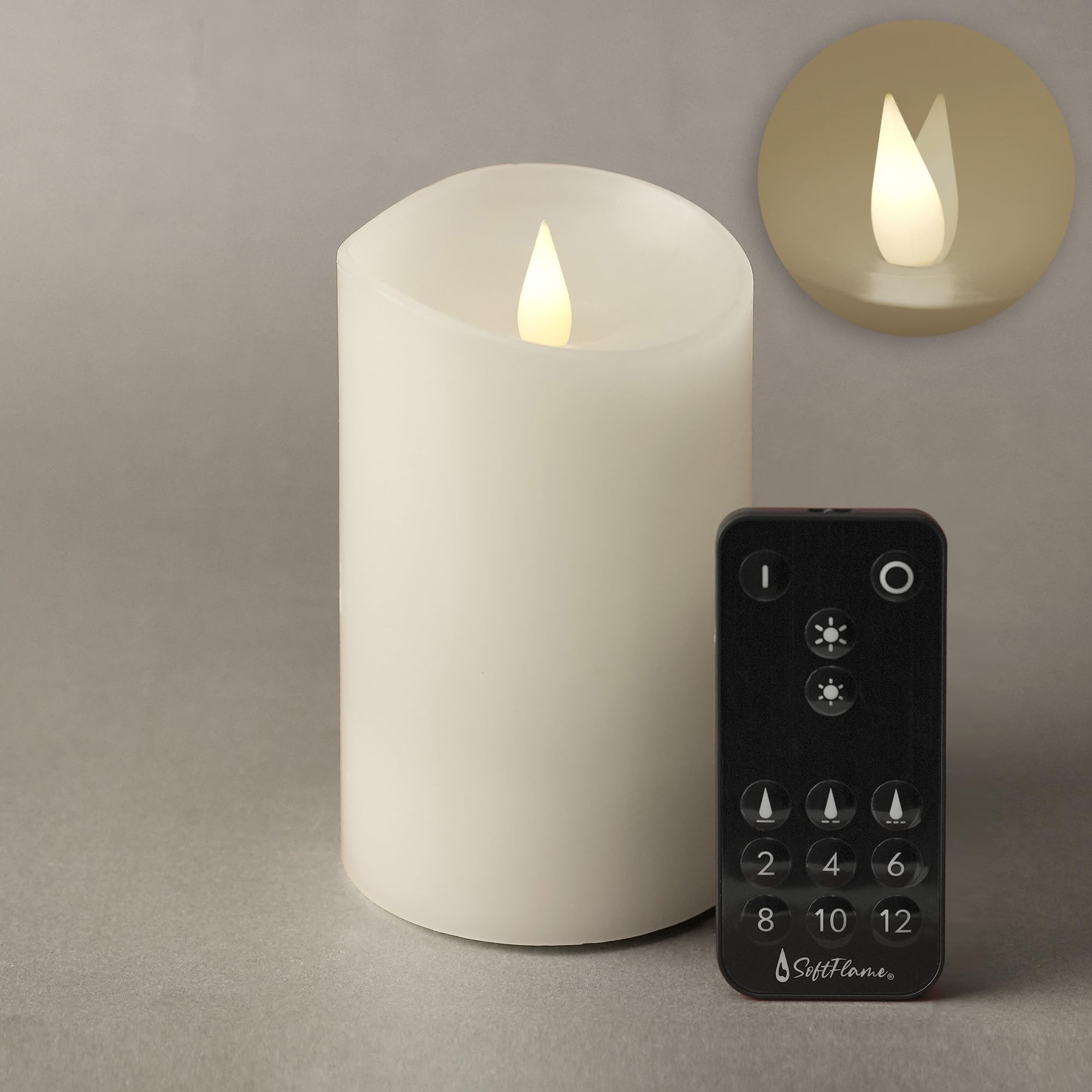 Photo 1 of Softflame Flameless LED Candles with Remote Control, 3"x 5.1"Flickering 3D Moving Flame Battery Operated Candles in Real Wax Shell for Indoor Use, Home Decor White