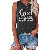 BLACKOO Women's Graphic God is Still Writing Your Story Graphic Tank Tops