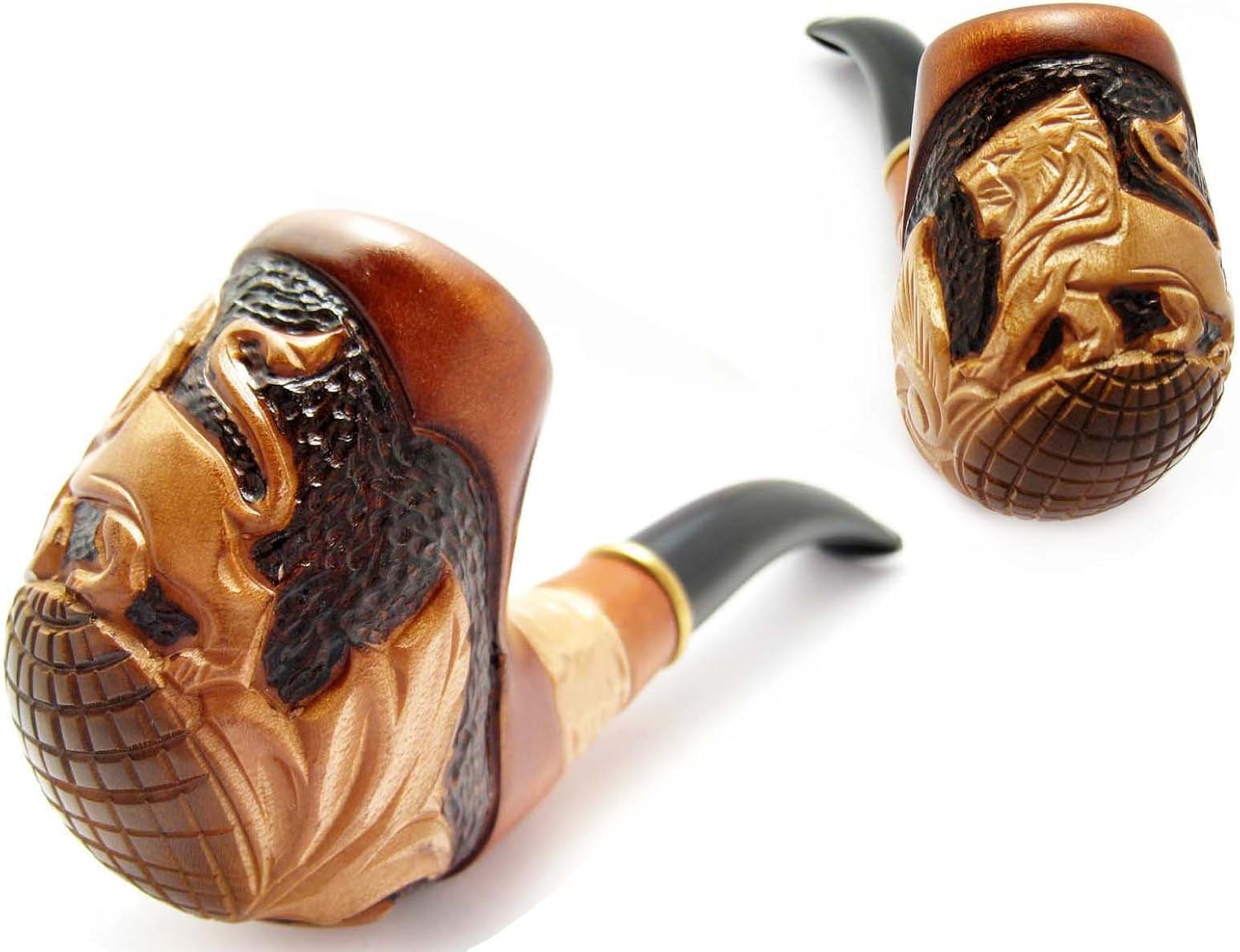 Fashion Handcrafted"Lion" - Tobacco Smoking Pipe of Pear Root Handcrafted & Pouch