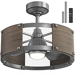 Frstem 19 Inch Farmhouse Caged Ceiling Fan, Solid