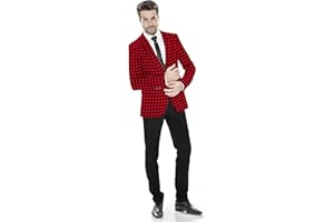 ELINA FASHION Men's Plaid Blazer 2 Button Lightweight Regular Fit Checked Plaid Suit Sport Coat Jacket Casual Daily Dress Jacket Sport Coat