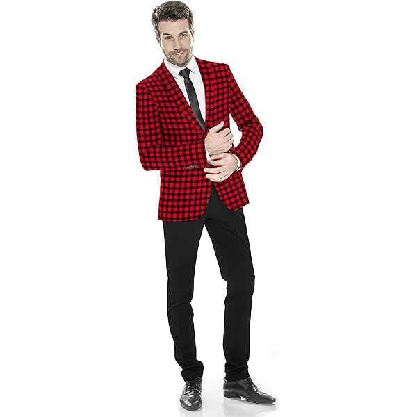 Vetement Homme Chic STYLE INSTANT Men's Plaid Blazer Button