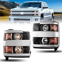 Silverado 1500 J-Halo LED DRL Headlights with Amber Corner; Chrome