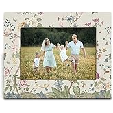 SNNDER Chinoiserie Floral Picture Frame 4x6, Rustic Neutral Floral Photo Frame, Cottagecore Botanical Wildflower Wooden Picture Photo Frames for Desk Tabletop Wall Display Decoration