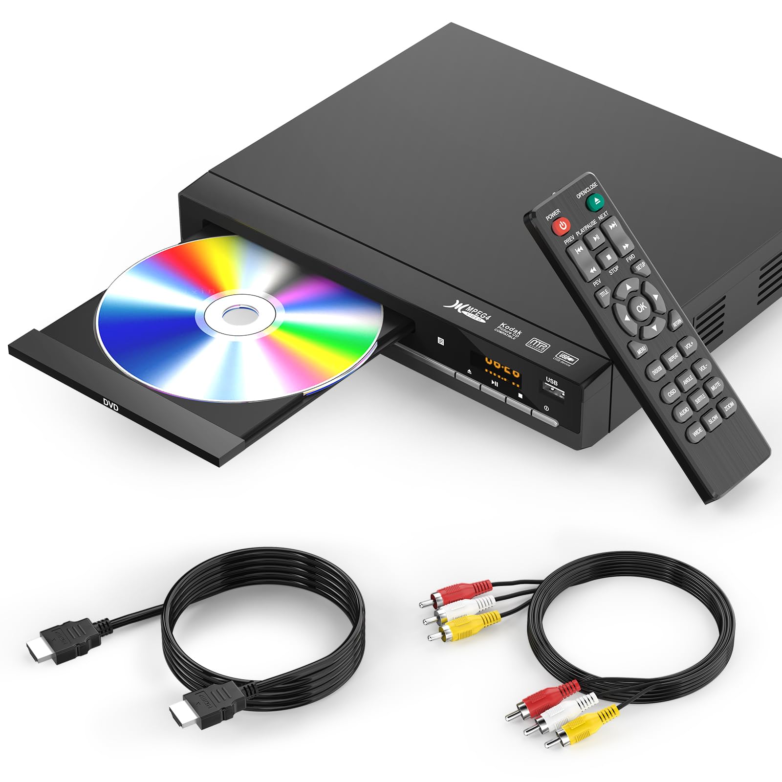 Photo 1 of DVD Players for TV with HDMI,Plays All Regions and Formats,CD Player for Home,Support 1080P Video/CD/DVD/VCD/JPEG/USB, Remote, HDMI and RCA Cables Included