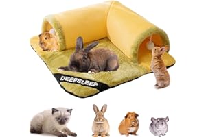 Mechpia Rabbit Tunnel Bed Plush, Large Bunny Tunnel Tube with Removable Mat Hideout Toys for Guinea Pig Rabbit Bunny Chinchilla Kitty Cat