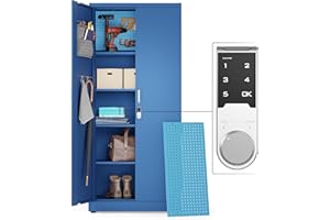METALTIGER Locking Metal Garage Storage Cabinet with Doors and Shelves | 71" Lockable Tool Cabinet | Metal Cabinets for Office, Home, School (71" Digital Lock, Blue)