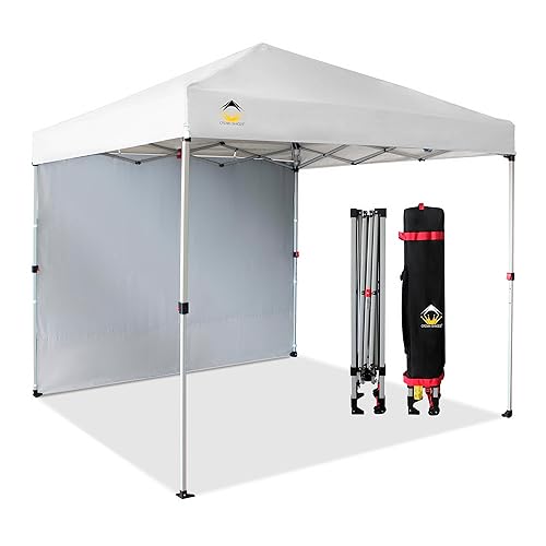 CROWN SHADES 8x8 Pop Up Canopy with Side Wall Beach Tent with