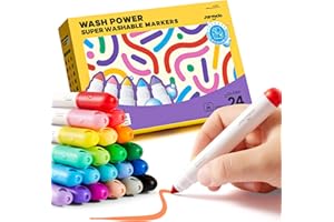 Jar Melo Washable Markers for Kids Toddlers 2-4, Safe Non-Toxic Water Based Markers for Age 1-3 4-8, Coloring Art Supplies for Preschool Gift, 24 Colors