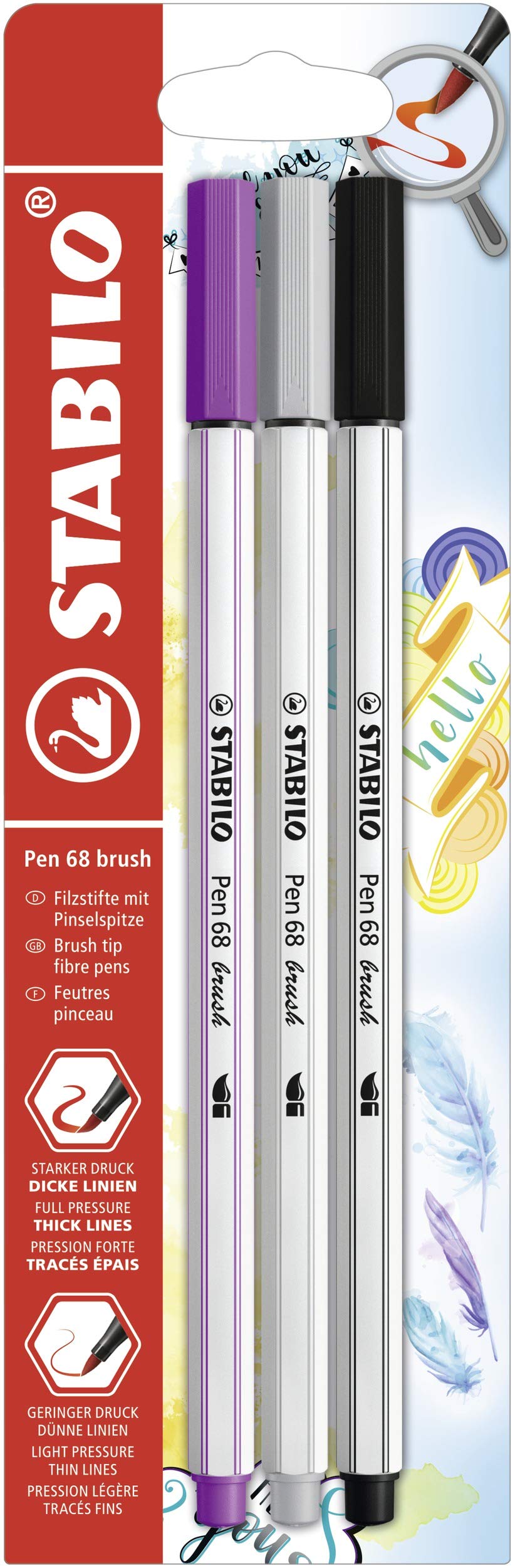 STABILO Premium Fibre-Tip Pen Pen 68 brush - Violet/Grey/Black