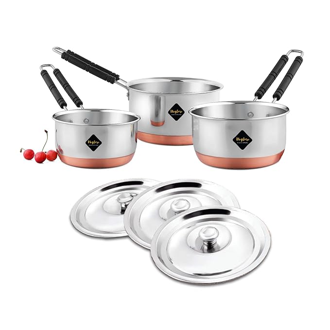 Buy Meqstore Stainless Steel Copper Bottom Saucepans with lids, Flat
