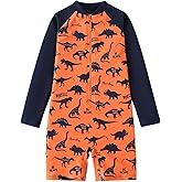 AIWUHE Boys one Piece Swimsuit Zipper Rash Guard Kids Long Sleeve Bathing Suits UPF 50+ Sun Protection Swimwear 2-9Y