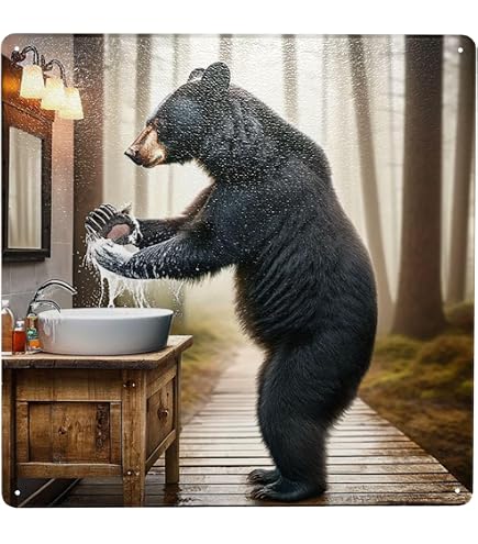 Rustic Bear & Coffee Metal Tin Sign - 8x12 Inch Vintage Wall Art For Cabin, Lodge, Kitchen Decor - View #4