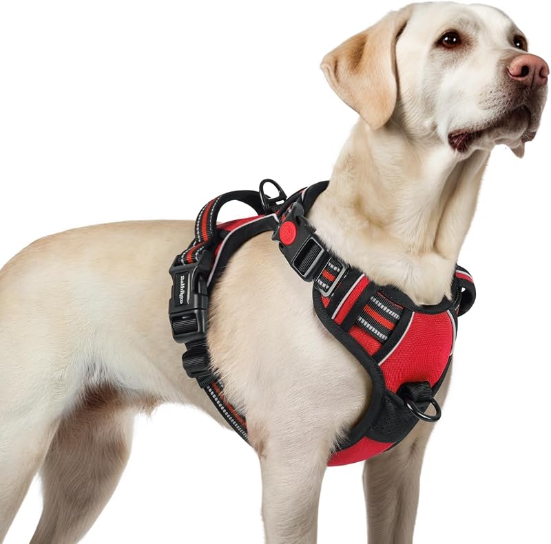 Rabbitgoo Dog Harness Large Adjustable No-Pull Reflective Red L