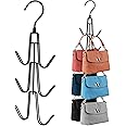 ZEDODIER Purse Hanger Organizer for Closet, Hanging Bag Holder, Keeping Purses Visible and in Good Condition, Metal Handbag Storage Hook Backpack Rack Space Saving Hanger, Black
