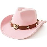 Jastore Western Cowboy Hat for Kids Girls with Heart Shaped Buckle Blet Cowgirl Hat Rodeo Party Hats